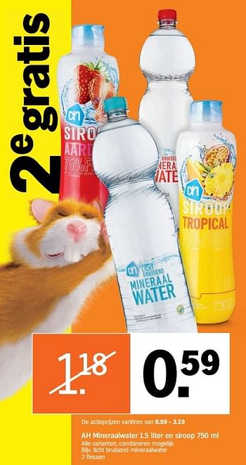 Aanbiedingen Ah mineraalwater en siroop - Huismerk - Albert Heijn - Geldig van 02/01/2017 tot 08/01/2017 bij Albert Heijn