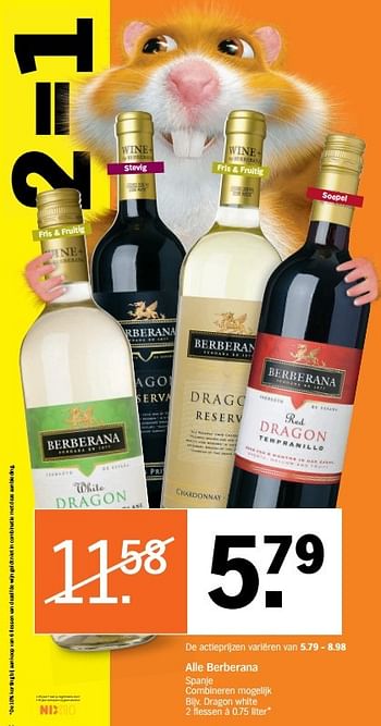 Aanbiedingen Alle berberana - Rode wijnen - Geldig van 02/01/2017 tot 08/01/2017 bij Albert Heijn