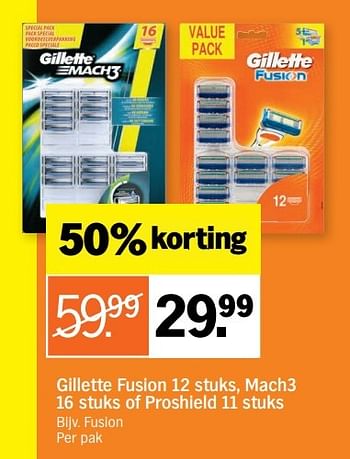 Aanbiedingen Gillette fusion, mach3 of proshield - Gillette - Geldig van 02/01/2017 tot 08/01/2017 bij Albert Heijn