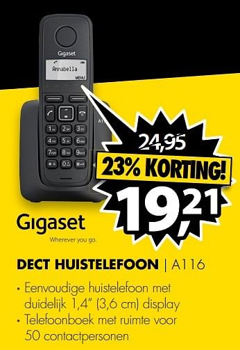 Aanbiedingen Gigaset dect huistelefoon a116 - Gigaset - Geldig van 01/01/2017 tot 08/01/2017 bij Expert