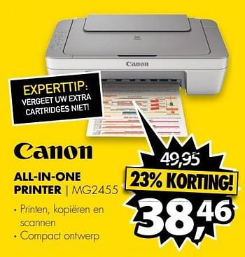 Aanbiedingen Canon all-in-one printer mg2455 - Canon - Geldig van 01/01/2017 tot 08/01/2017 bij Expert