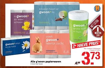 Aanbiedingen Alle g`woon papierwaren - Gâ€™woon - Geldig van 02/01/2017 tot 08/01/2017 bij Coop