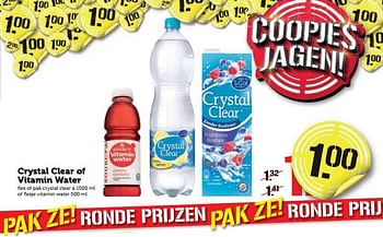 Aanbiedingen Crystal clear of vitamin water - Crystal - Geldig van 02/01/2017 tot 08/01/2017 bij Coop