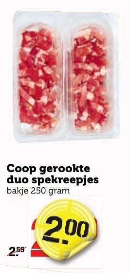 Aanbiedingen Coop gerookte duo spekreepjes - Huismerk - Coop - Geldig van 02/01/2017 tot 08/01/2017 bij Coop