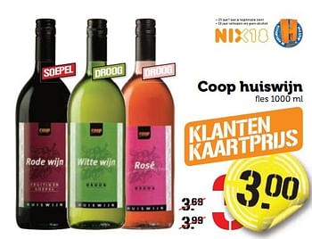 Aanbiedingen Coop huiswijn - Witte wijnen - Geldig van 02/01/2017 tot 08/01/2017 bij Coop