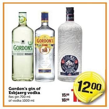 Aanbiedingen Gordon`s gin of esbjaerg vodka - Gordon's - Geldig van 02/01/2017 tot 08/01/2017 bij Coop