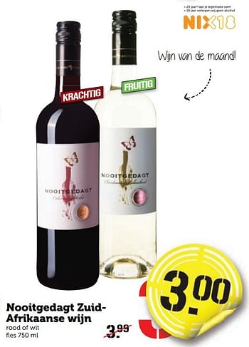 Aanbiedingen Nooitgedagt zuidafrikaanse wijn - Rode wijnen - Geldig van 02/01/2017 tot 08/01/2017 bij Coop