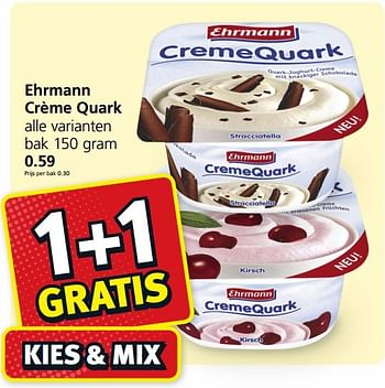 Aanbiedingen Ehrmann crème quark - Ehrmann - Geldig van 02/01/2017 tot 08/01/2017 bij Jan Linders