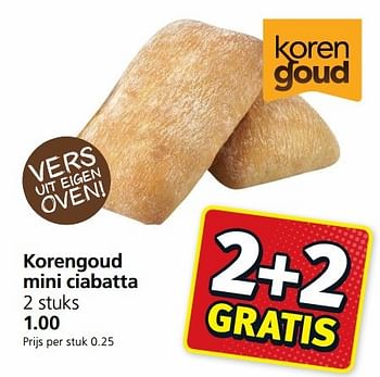 Aanbiedingen Korengoud mini ciabatta - Korengoud - Geldig van 02/01/2017 tot 08/01/2017 bij Jan Linders
