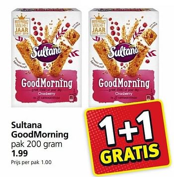 Aanbiedingen Sultana goodmorning - Sultana - Geldig van 02/01/2017 tot 08/01/2017 bij Jan Linders