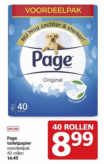 Aanbiedingen Page toiletpapier - Page - Geldig van 02/01/2017 tot 08/01/2017 bij Jan Linders