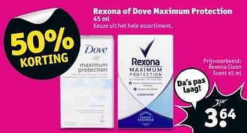 Aanbiedingen Rexona of dove maximum protection - Dove - Geldig van 02/01/2017 tot 08/01/2017 bij Kruidvat