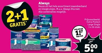 Aanbiedingen Always extra protect large single - Always - Geldig van 02/01/2017 tot 08/01/2017 bij Kruidvat