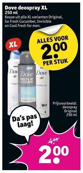 Aanbiedingen Dove deospray xl - Dove - Geldig van 02/01/2017 tot 08/01/2017 bij Kruidvat