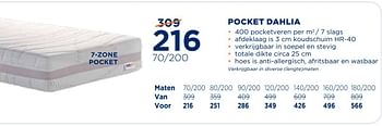 Aanbiedingen Pocket dahlia - Huismerk - TotaalBed - Geldig van 02/01/2017 tot 09/01/2017 bij TotaalBed