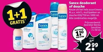 Aanbiedingen Sanex deodorant of douche - Sanex - Geldig van 02/01/2017 tot 08/01/2017 bij Kruidvat