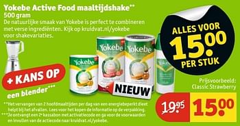 Aanbiedingen Yokebe active food maaltijdshake classic strawberry - Yokebe - Geldig van 02/01/2017 tot 08/01/2017 bij Kruidvat