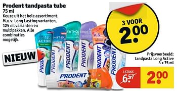 Aanbiedingen Prodent tandpasta tube - Prodent - Geldig van 02/01/2017 tot 08/01/2017 bij Kruidvat