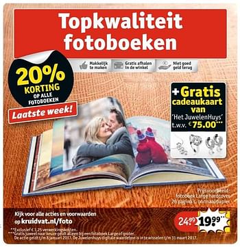 Aanbiedingen Topkwaliteit fotoboeken - Huismerk - Kruidvat - Geldig van 02/01/2017 tot 08/01/2017 bij Kruidvat