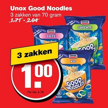 Aanbiedingen Unox good noodles - Unox - Geldig van 04/01/2017 tot 10/01/2017 bij Hoogvliet