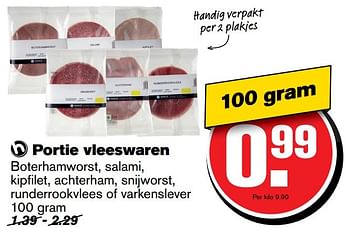 Aanbiedingen Portie vleeswaren - Huismerk - Hoogvliet - Geldig van 04/01/2017 tot 10/01/2017 bij Hoogvliet