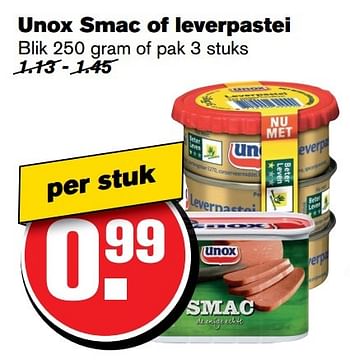 Aanbiedingen Unox smac of leverpastei - Unox - Geldig van 04/01/2017 tot 10/01/2017 bij Hoogvliet