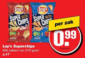 Aanbiedingen Lay`s superchips - Lay's - Geldig van 04/01/2017 tot 10/01/2017 bij Hoogvliet