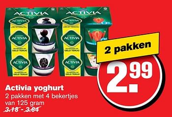 Aanbiedingen Activia yoghurt - Activia - Geldig van 04/01/2017 tot 10/01/2017 bij Hoogvliet