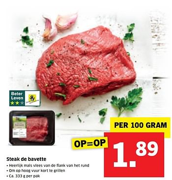 Aanbiedingen Steak de bavette - Huismerk - Lidl - Geldig van 05/01/2017 tot 09/01/2017 bij Lidl