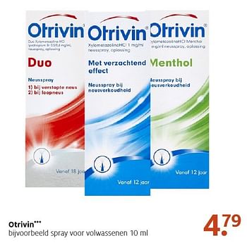 Aanbiedingen Spray voor volwassenen - Otrivin - Geldig van 02/01/2017 tot 15/01/2017 bij Etos