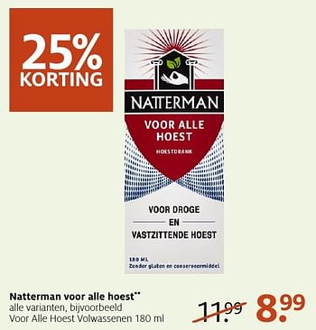 Aanbiedingen Voor alle hoest volwassenen - Natterman - Geldig van 02/01/2017 tot 15/01/2017 bij Etos