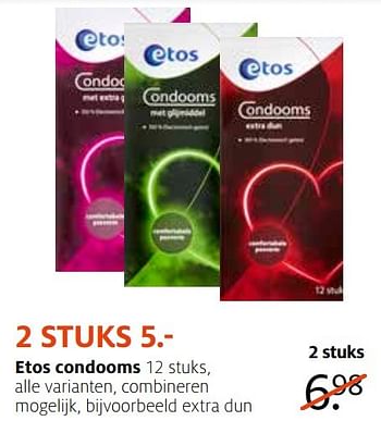 Aanbiedingen Etos condooms - Huismerk - Etos - Geldig van 09/01/2017 tot 15/01/2017 bij Etos