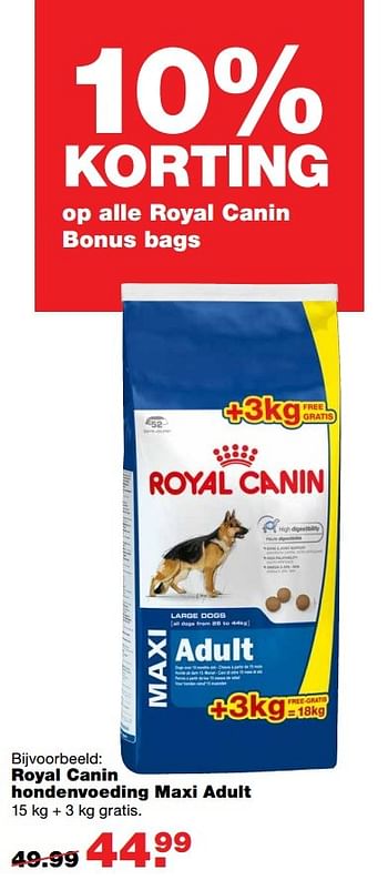 Aanbiedingen Royal canin hondenvoeding maxi adult - Royal Canin - Geldig van 02/01/2017 tot 15/01/2017 bij Praxis