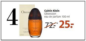 Aanbiedingen Calvin klein obsession eau de parfum 100 ml - Calvin Klein - Geldig van 09/01/2017 tot 15/01/2017 bij Etos