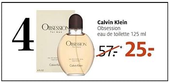 Aanbiedingen Calvin klein obsession eau de toilette 125 ml - Calvin Klein - Geldig van 09/01/2017 tot 15/01/2017 bij Etos