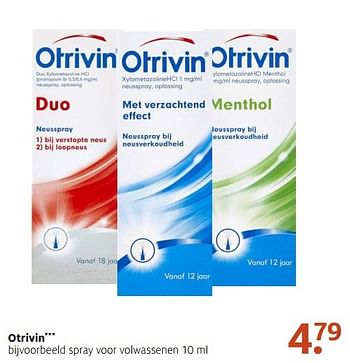 Aanbiedingen Otrivin spray voor volwassenen - Otrivin - Geldig van 09/01/2017 tot 15/01/2017 bij Etos