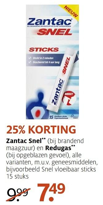 Aanbiedingen Zantac snel vloeibaar sticks - Zantac - Geldig van 09/01/2017 tot 15/01/2017 bij Etos
