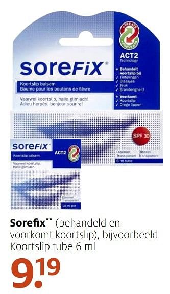Aanbiedingen Sorefix koortslip tube - Sorefix - Geldig van 09/01/2017 tot 15/01/2017 bij Etos