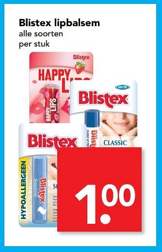 Aanbiedingen Blistex lipbalsem - Blistex - Geldig van 10/01/2017 tot 10/01/2017 bij Deen Supermarkten