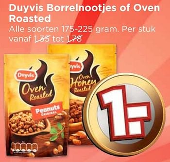 Aanbiedingen Duyvis borrelnootjes of oven roasted - Duyvis - Geldig van 08/01/2017 tot 14/01/2017 bij Vomar