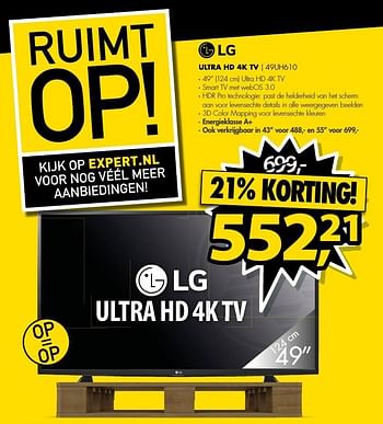 Aanbiedingen Lg ultra hd 4k tv 49uh610 - LG - Geldig van 09/01/2017 tot 15/01/2017 bij Expert