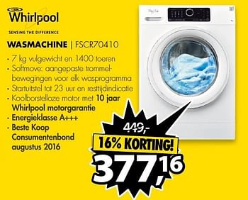 Aanbiedingen Whirlpool wasmachine fscr70410 - Whirlpool - Geldig van 09/01/2017 tot 15/01/2017 bij Expert