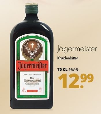 Aanbiedingen Jägermeister kruidenbitter - Jagermeister - Geldig van 02/01/2017 tot 14/01/2017 bij Mitra