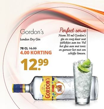 Aanbiedingen Gordon`s london dry gin - Gordon's - Geldig van 02/01/2017 tot 14/01/2017 bij Mitra