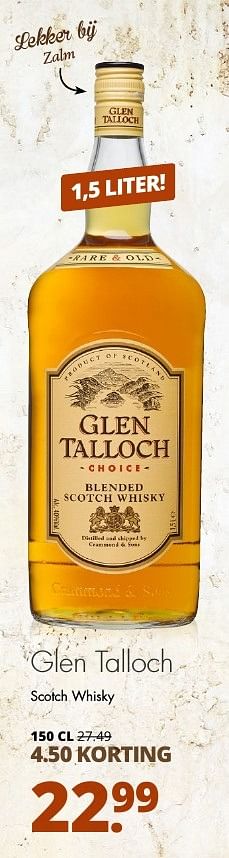 Aanbiedingen Glen talloch scotch whisky - Glen Talloch - Geldig van 02/01/2017 tot 14/01/2017 bij Mitra