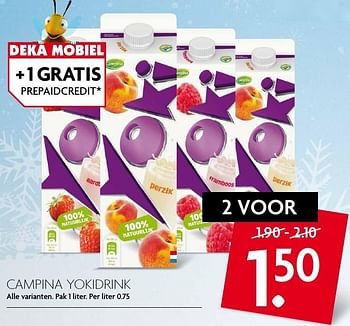 Aanbiedingen Campina yokidrink - Campina - Geldig van 08/01/2017 tot 14/01/2017 bij Deka Markt