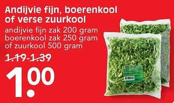 Aanbiedingen Andijvie fijn, boerenkool of verse zuurkool - Huismerk - Em-té - Geldig van 08/01/2017 tot 14/01/2017 bij Em-té
