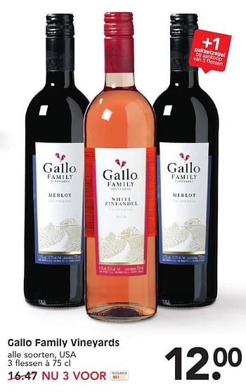 Aanbiedingen Gallo family vineyards - Rode wijnen - Geldig van 08/01/2017 tot 14/01/2017 bij Em-té