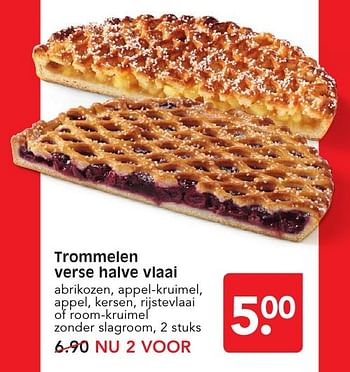 Aanbiedingen Trommelen verse halve vlaai - Trommelen - Geldig van 12/01/2017 tot 14/01/2017 bij Em-té