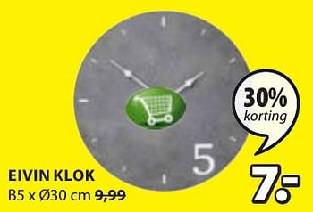 Aanbiedingen Eivin klok - Huismerk - Jysk - Geldig van 02/01/2017 tot 15/01/2017 bij Jysk